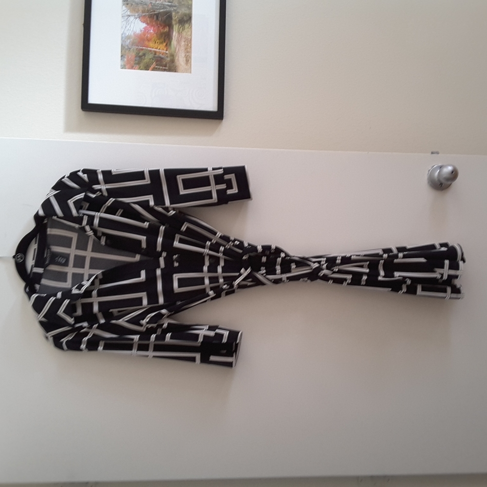 White House Black Market Black and White Geometric Dress